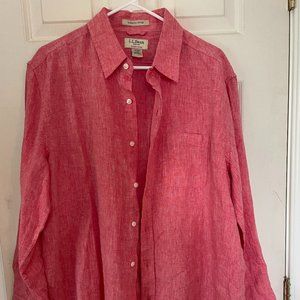 LL Bean Red Button Down (Men's L - Slightly Fitted) Classic Linen